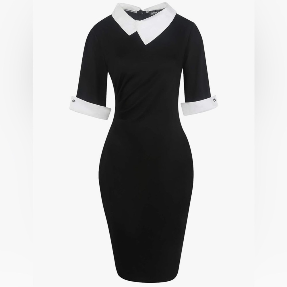 Chic Black and White Long Sleeve Dress